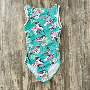 Eleve Dancewear Louise Floral Bird Print Leotard Medium